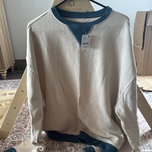 Men's Cream and Blue Sweater